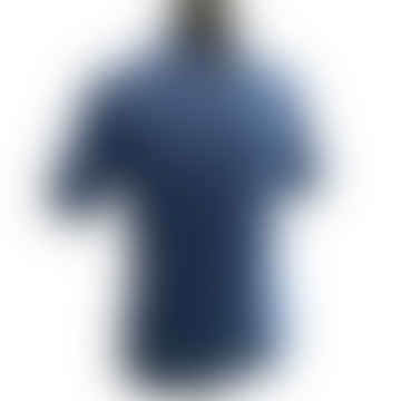 Blaues Reißverschluss Hals gestricktes Baumwoll -Polo -Hemd