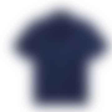 Camisa deportiva clásica de lino de manga corta azul marino