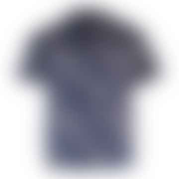 Camicia in forma casual in cotone a onda screpolata blu scuro