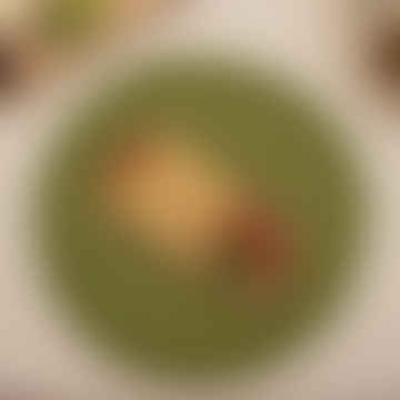 Tapis de table/set de table cercle en sisal tissé à la main 'vert et naturel'