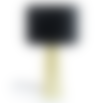 Lámpara de mesa de columna de latón con sombra de terciopelo negro
