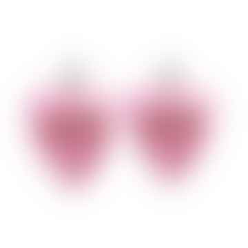 - Pop Hearts Earrings - Pink Mirror & Pink Glitter