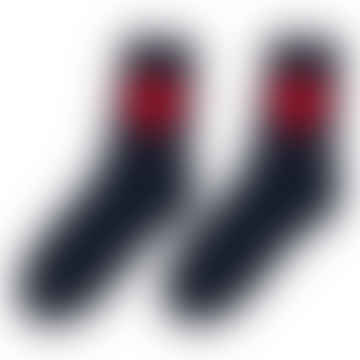 Heart Socks - Navy/red