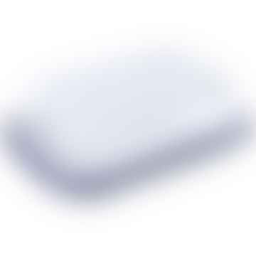 Weiße Emaille -Seifenschale mit blauer Rand