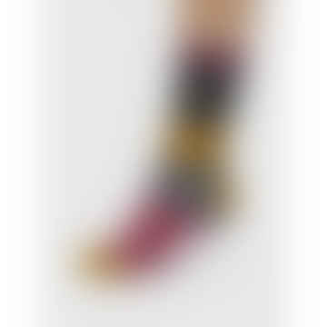 Spw898 Rondel Spot And Stripe Bamboo Ankle Socks In Dark Grey Marle
