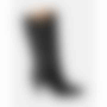 Bevelled Cut Tall Boots - Black