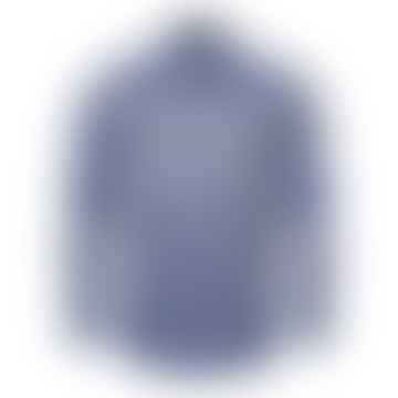 Camisa de sarga texturizada de corte slim en azul medio con ribete en contraste 10001059225