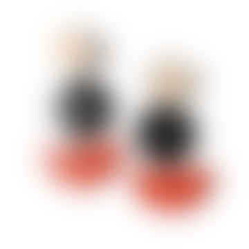 Boucles d'oreille en cuir dot dot blush rouge noir
