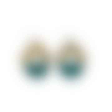 Teal With Gold Arch Stud Earring