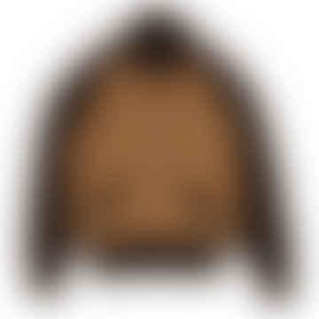 Cardigan in lana varsity - marrone a 2 tono