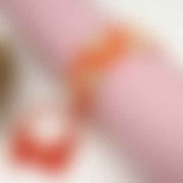 Corazones Pulsera de cinta con cuentas | Naranja y blanco