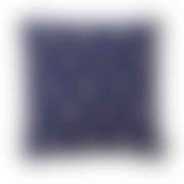 'diya' Indigo Block Printed Cotton Cushion Cover, 50 X 50 Cm