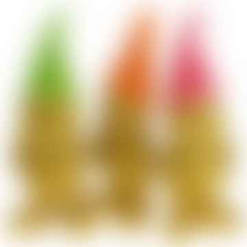 Grand gnome doré Figure: rose, vert ou orange