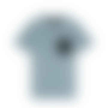 T -Shirt mit Kontrasttasche - Schiefer / Marineblau