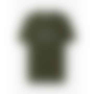 T-shirt de logo de style étiquette de jersey masculin 30/1 en vert ivy