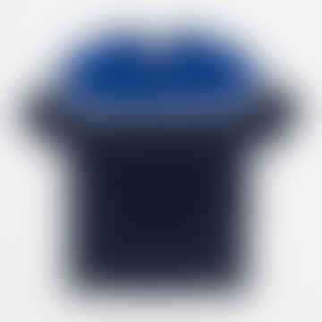 Farbblock-T-Shirt in Blau und Weiß