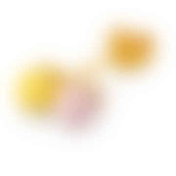 Lulu1254 Orecchini a bottone a sfera doppio colore in rosa chiaro/giallo