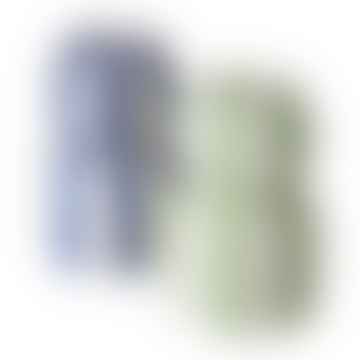 Colour Pop Short Ninara Striped Candle Holder : Blue or Green