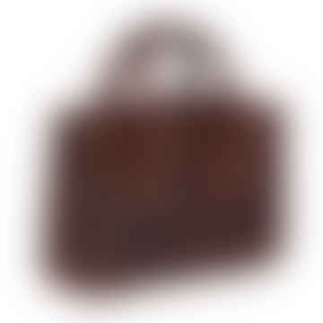 Bolso de mano de piel tipo caja en marrón oscuro