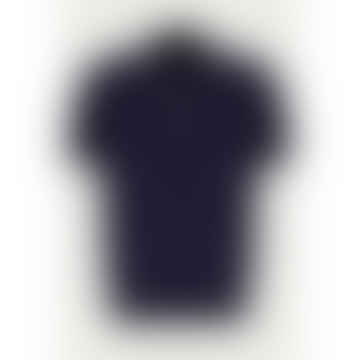 -Navy & White Knitting Grittad Cotton Polo Shirt C0997-MK01148-300