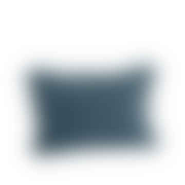 Cuscino geometrico ricamato con frangia - blu polveroso