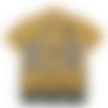Abstract Botanical Print Short Sleeve Shirt - Yellow