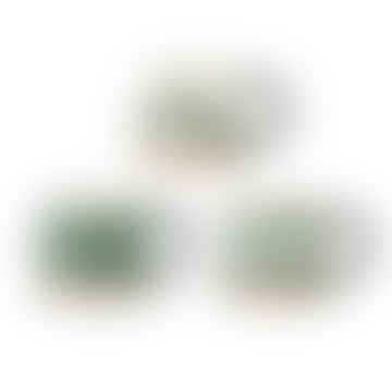 Conjunto de 3 tazas blancas y verdes