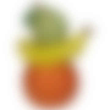 Stapelte Trio -Früchte -Formvase: Birne, Banane & Orange