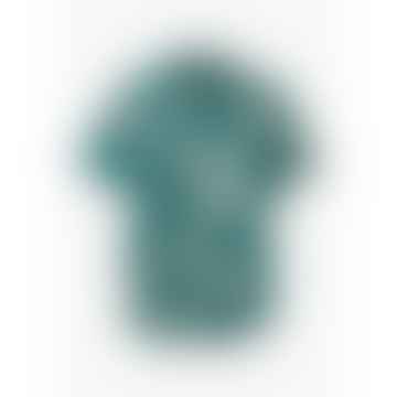 Mens Floral Print Short Sleeve Shirt In Pale Emerald & Beige
