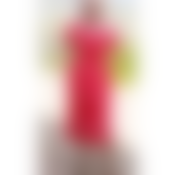 Mexikanisches Häkeln Kaftan Kleid in Rubinrot und Weiß von