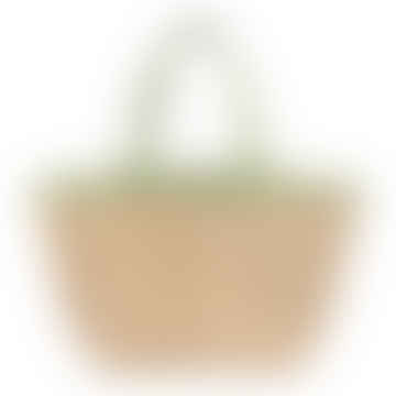 Jute Tote Bag With Green Scallop Edge