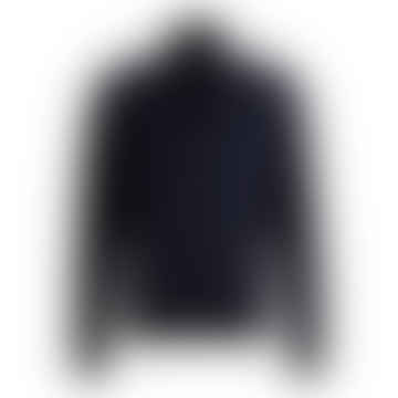Boss - H-dambino Zip Neck Sweater With Mixed Structures In Dark Blue 50519590 404