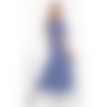 MSH Facked Gänseblümchen Druck kurzärmel getauchtem Hem Midi Wrap Kleid in Blau