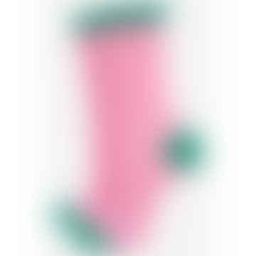Women's Cotton Glitter Socks Polka Dot Spots In Pink & Green: Uk 3-7 | Eu 36-40