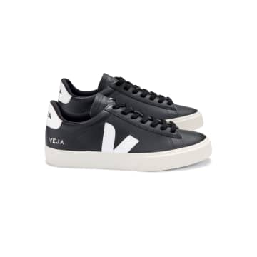 Campo Chrome Free Leather Trainers Shoes - Black White