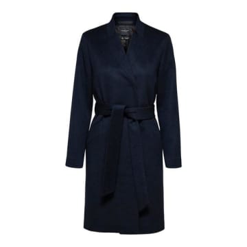 Dark Sapphire Blue Slfmella Belted Wool Coat