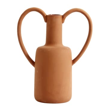 Hohe Terrakotta-Vase aus Ton mit 2 Griffen