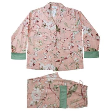 Damen Peach Blossom und Vogeldruck Baumwolle Pyjamas