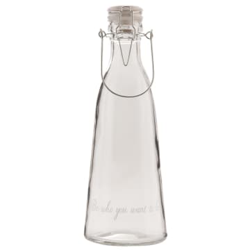 Botella de vidrio decorativa con tapón de cerámica