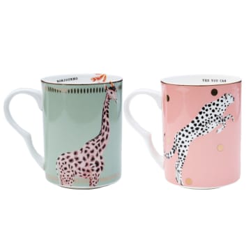 Set Of Two Exotic Animal Mugs