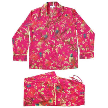 Ladies Hot Pink Birds of Paradise Print Pijamas Pijamas