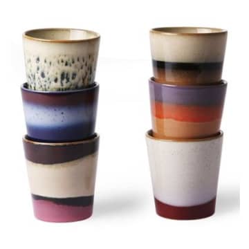 Ceramic 70 S Mug Set Of 6