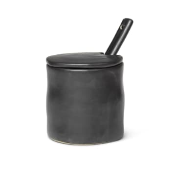 Handcrafted Black Jam Jar & Spoon