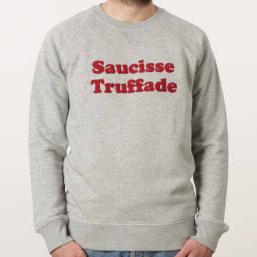Wurst Trauschade graues Sweatshirt mit Burgund-Stickerei
