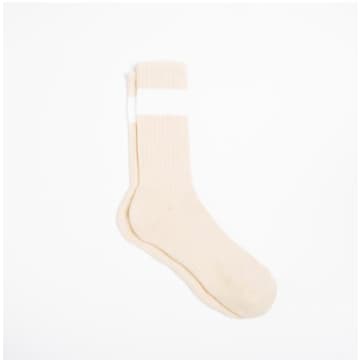 Socken aus Bio-Baumwolle Ecru Chunky mit Streifen