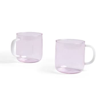 Set of 2 Borosilicate Glass Mugs Pink 