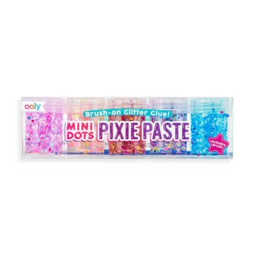 Mini Dots Pixie Paste Glitter Glue W Brush Set de 7