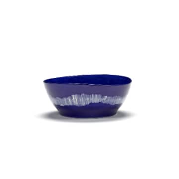 Bowl L 18 cm Lapis Lazuli Swirl-Stripes White Feast Ottolenghi
