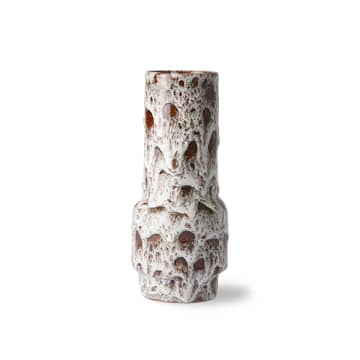 Vase rétro en céramique de lave blanche et brune