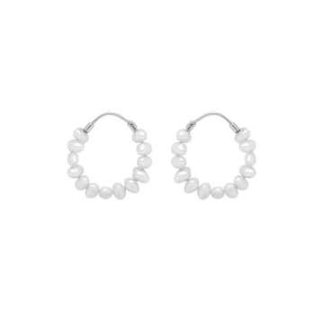 Pearl Hoop Silver Earrings